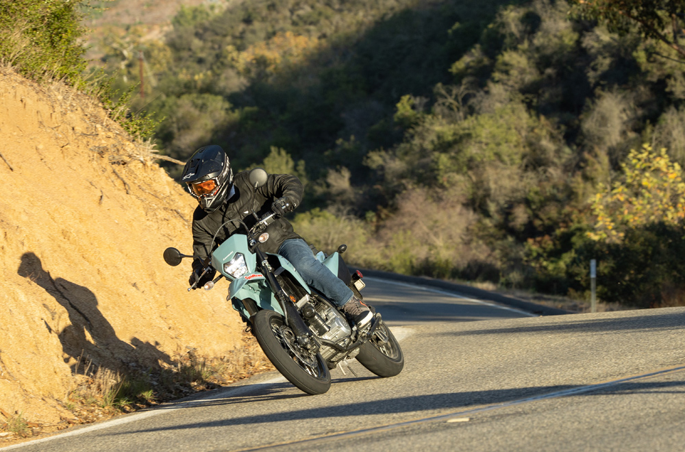 2024 Kawasaki KLX300SM on backroads 2024 Kawasaki KLX300SM on backroads