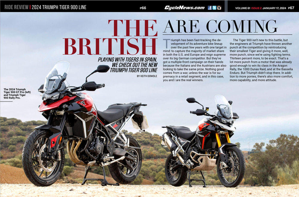 Cycle News Magazine 2024 Triumph Tiger 900 Line Review