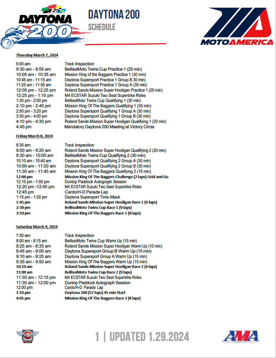 Daytona 200 2024 Schedule