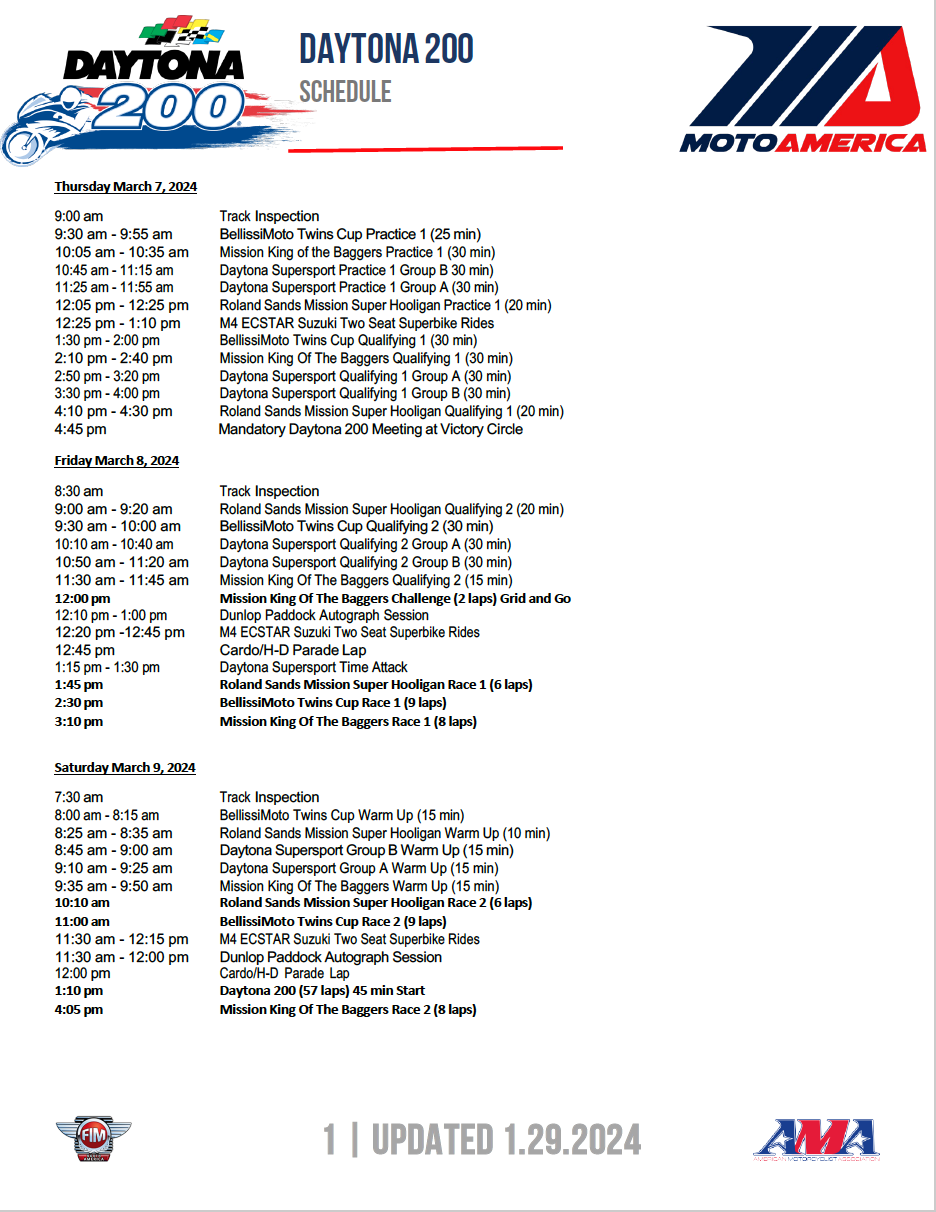 MotoAmerica 2024 Daytona Schedule Released Cycle News