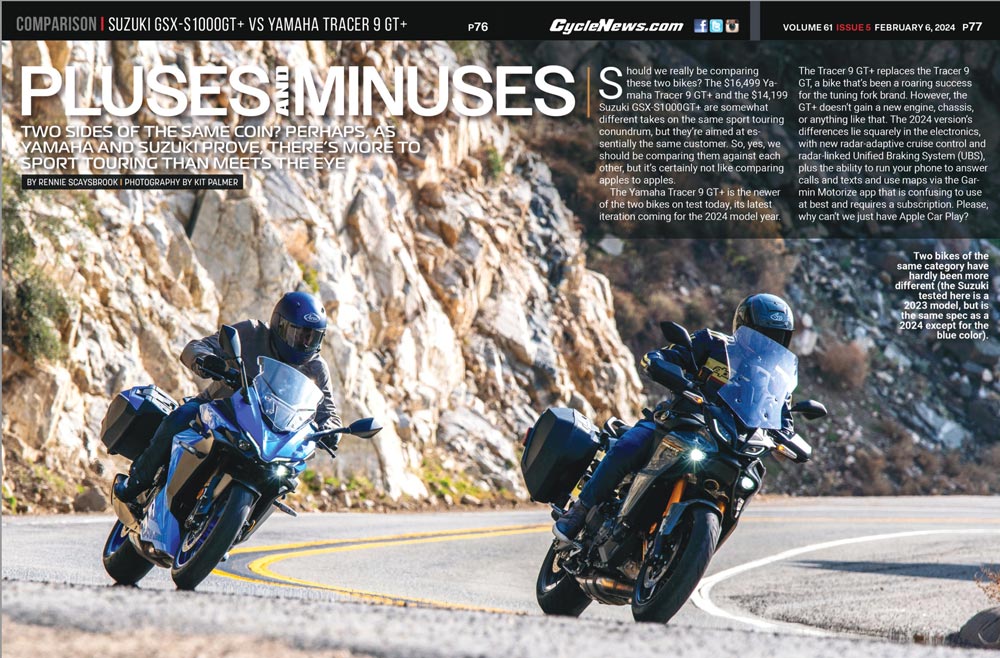 Cycle News Suzuki GSX-S1000GT+ vs Yamaha Tracer 9 GT+ Review