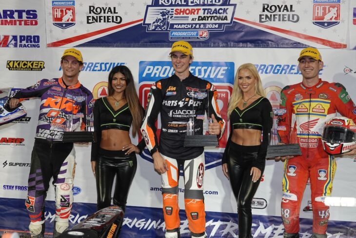 2024 Daytona Short Track race 1. Singles podium.