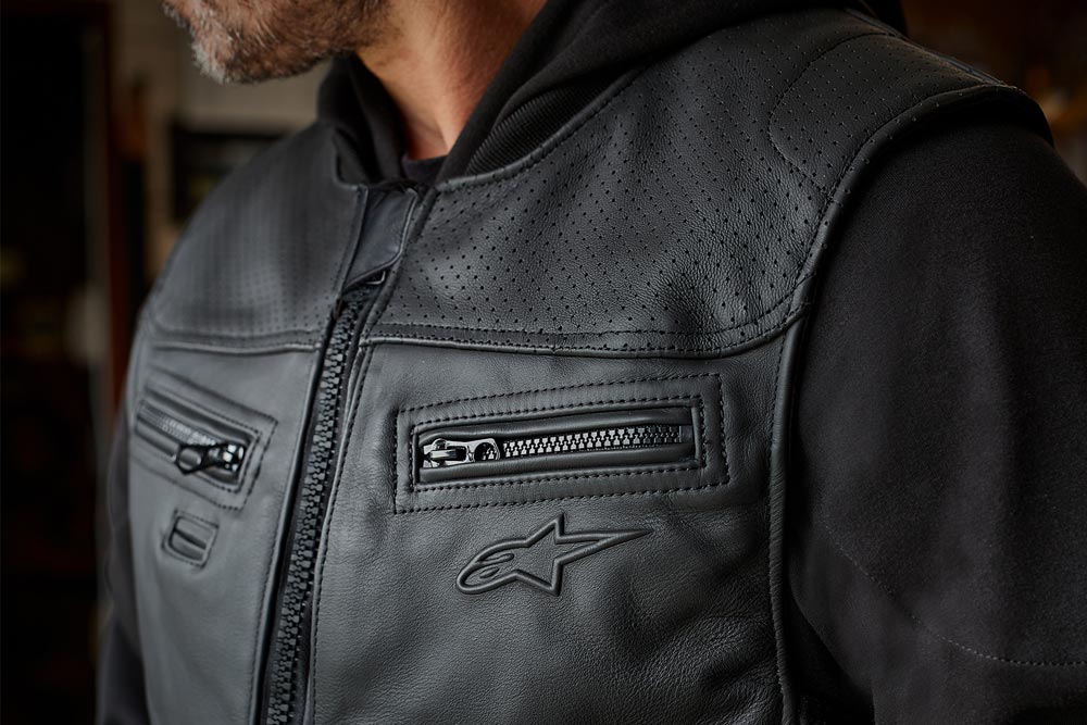 Bolso no peito do colete de couro Alpinestars Tech-Air 3