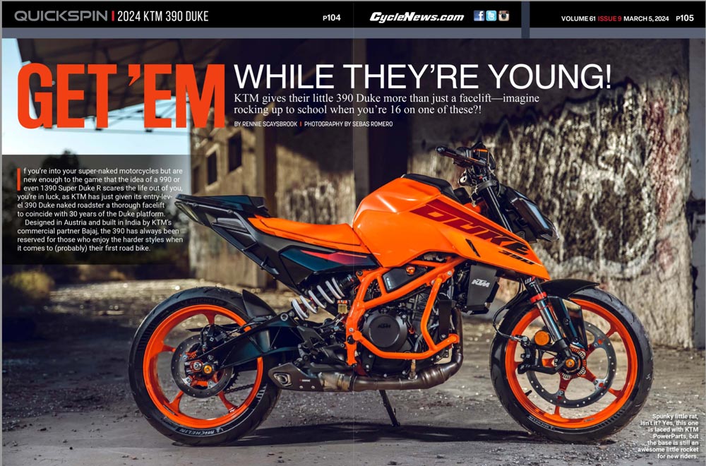 Cycle News Review 2024 KTM 390 Duke