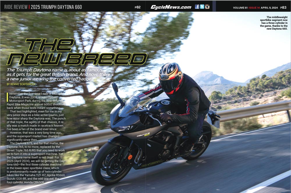 2025 Triumph Daytona 660 Cycle News Review