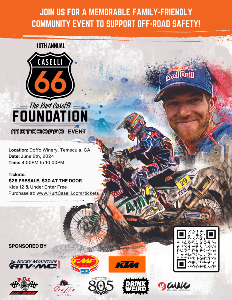 Kurt Caselli Foundation 2024 MotoDoffo Fundraising event flyer