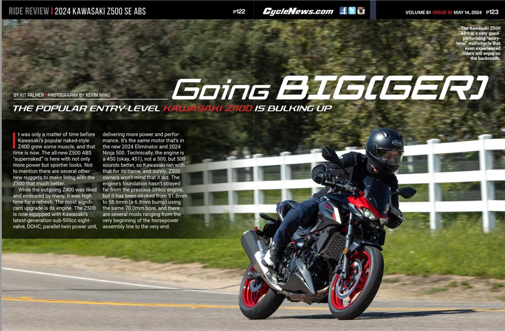 2024 Kawasaki Z500 SE ABS Cycle News Magazine Review