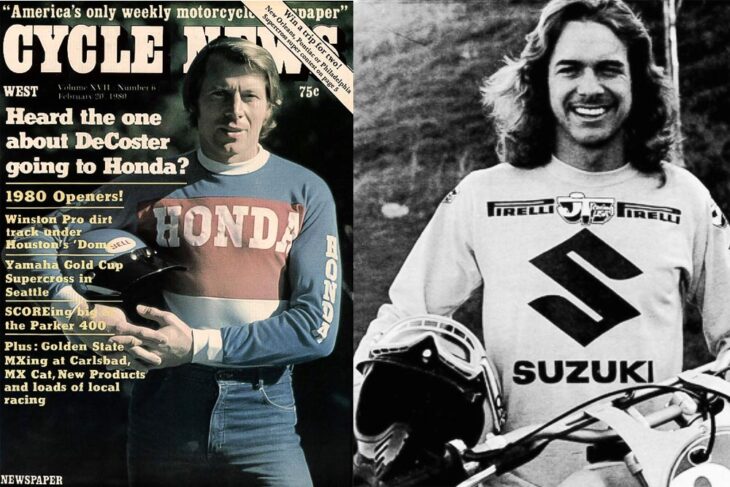Cycle News Magazine cover with Roger DeCoster in Team Honda uniform and Marty Smith in Team Suzuki uniform