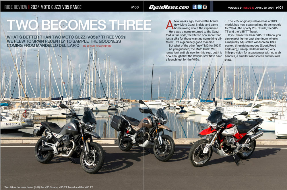 Cycle News 2024 Moto Guzzi V85 Range Review