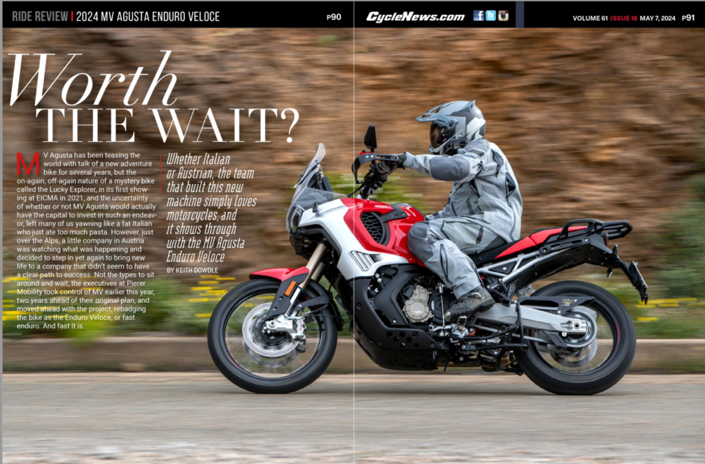 Cycle News Magazine 2024 MV Agusta Enduro Veloce Review