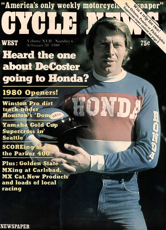 Cycle News Magazine cover with Roger DeCoster in Team Honda uniform
