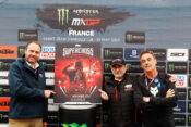 Paris Supercross co-producer Eric Peronnard, FFM President Sebastien Poirier and Paris Supercross Race Director Xavier Audouard