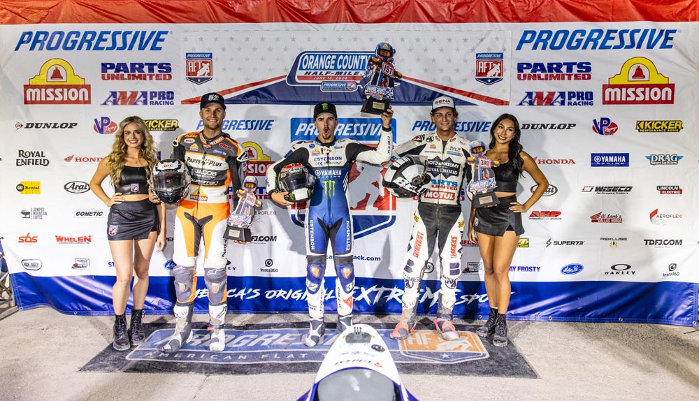 SuperTwins podium at 2024 AFT Orange County Half-Mile