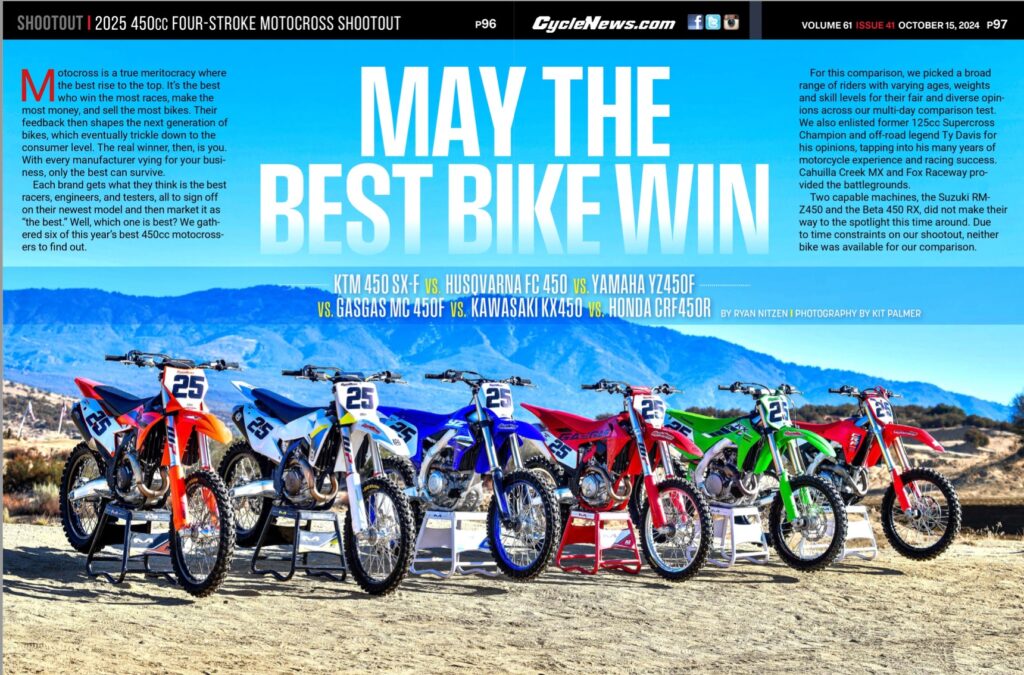 Cycle News Magazine 2025 450cc Four-Stroke Motocross Shootout