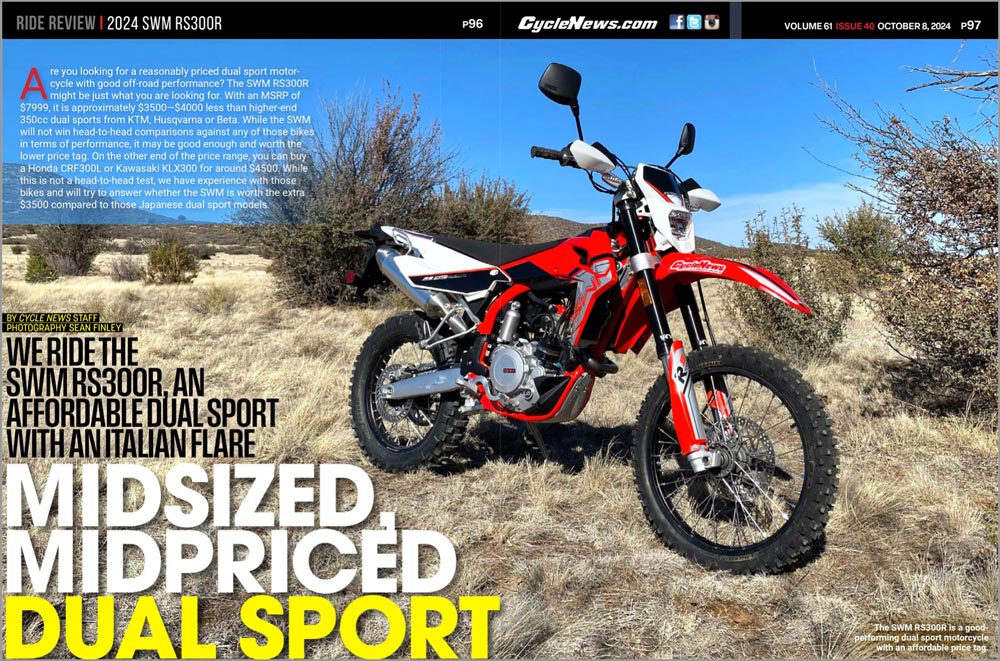 Cycle News Magazine 2024 SWM RS300R Review Cycle News Magazine 2024 SWM RS300R Review