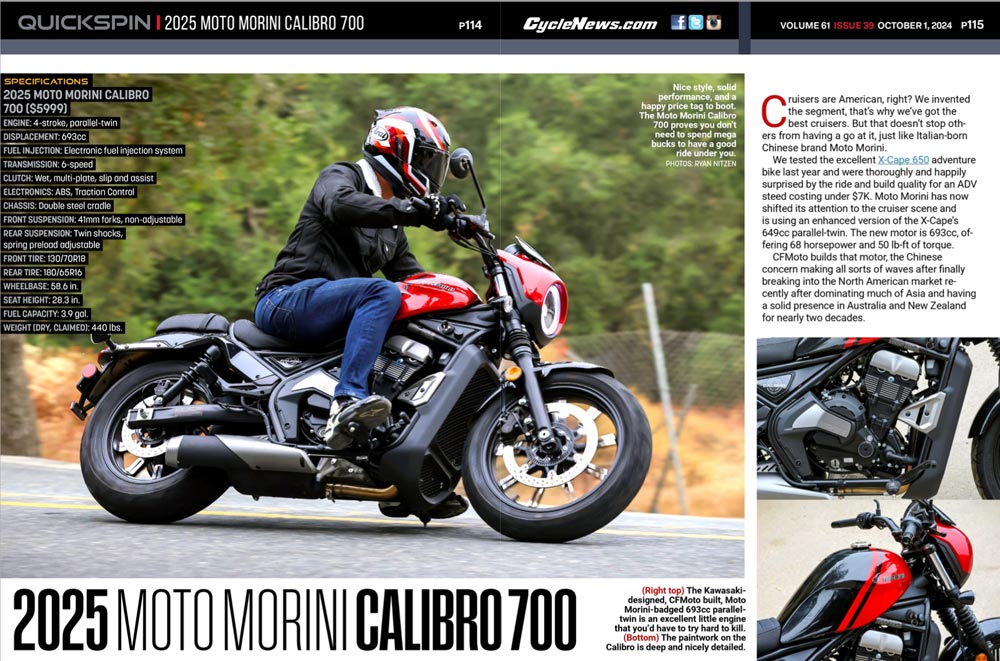 Cycle News Magazine 2025 Moto Morini Calibro 700 review Cycle News Magazine 2025 Moto Morini Calibro 700 review