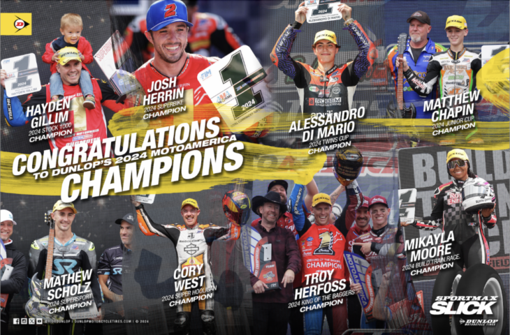 Dunlop Motorcycle Tires Congratulates the 2024 MotoAmerica Champions