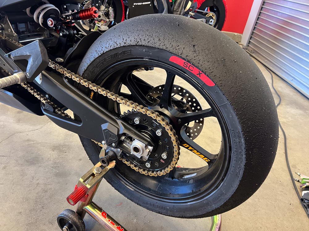 Pirelli Diablo Superbike SCX Super Soft Compound tire mounted