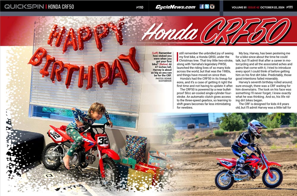 Harvey Scaysbrook birthday 2024 Honda CRF50