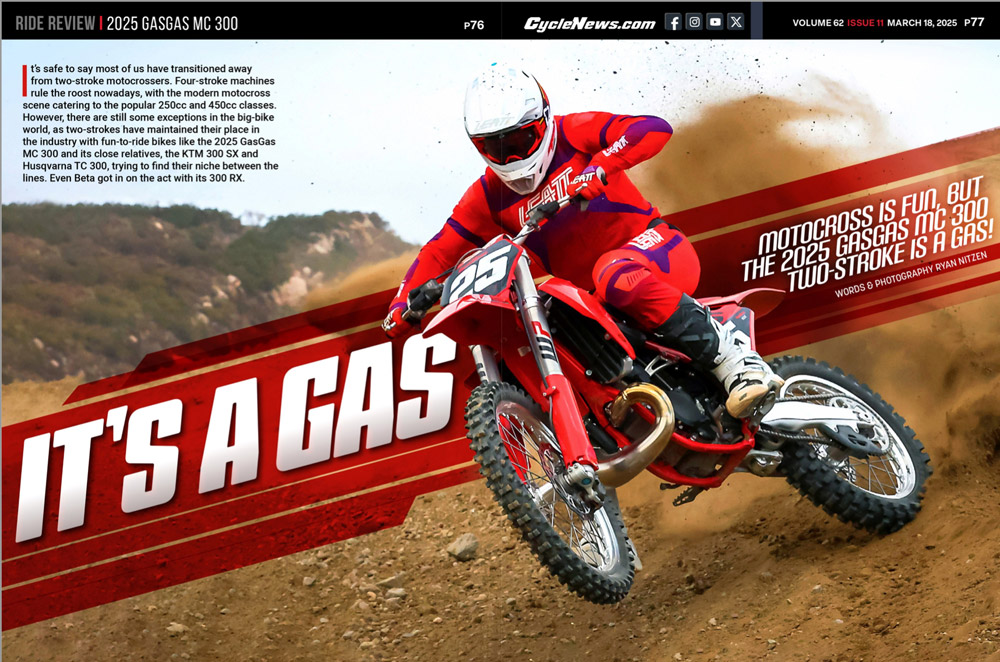 Cycle News Magazine 2025 GasGas MC 300 Review