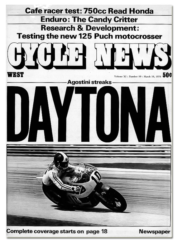 Cycle News Magazine Giacomo Agostini at 1974 Daytona 200