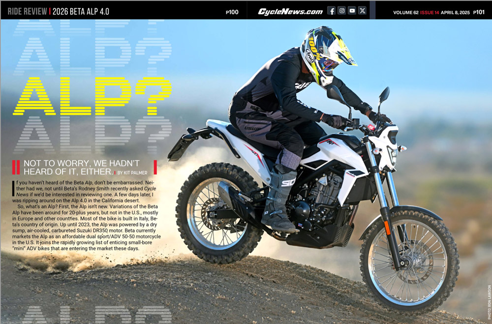 Cycle News Magazine 2026 Beta Alp 4.0 review