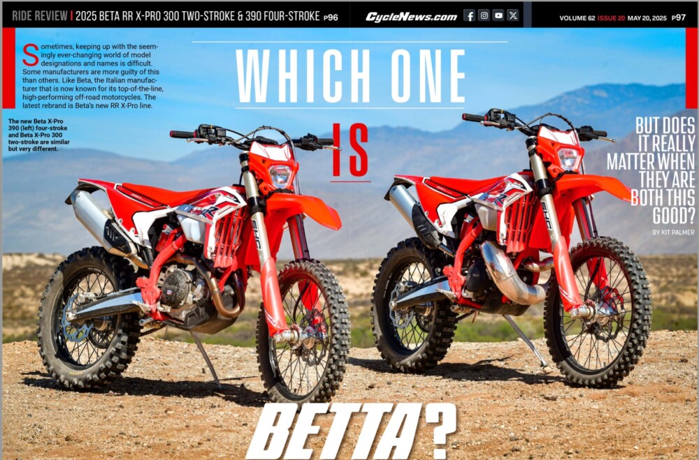 Cycle News Magazine Review 2025 Beta 390 RR X-Pro & 2025 Beta 300 RR X-Pro