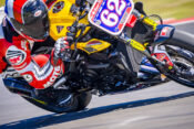 Andy DiBrino riding 2024 Yellow Street Triple 765. Photo by StevensonFoto