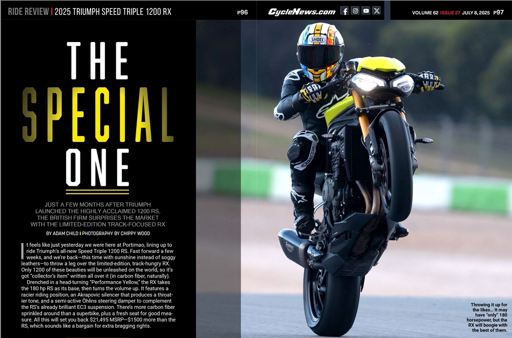 Cycle News Magazine 2025 Triumph Speed Triple 1200 RX Review
