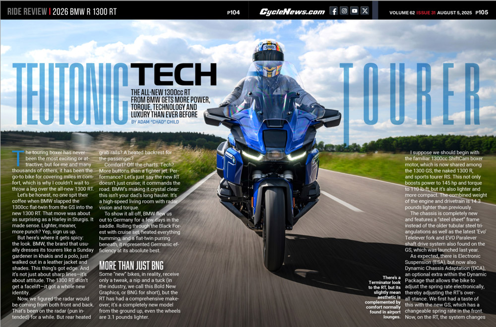 Cycle News Magazine 2026 BMW R 1300 RT Review
