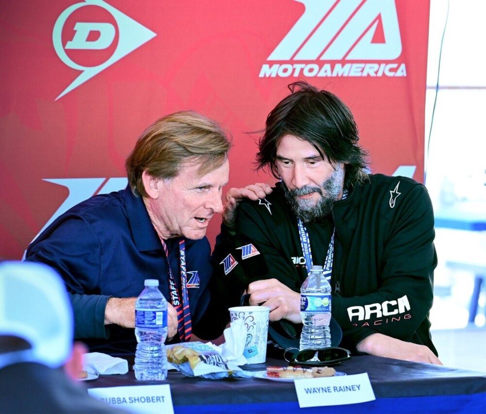MotoAmerica President Wayne Rainey and ARCH Racing's Keanu Reeves
