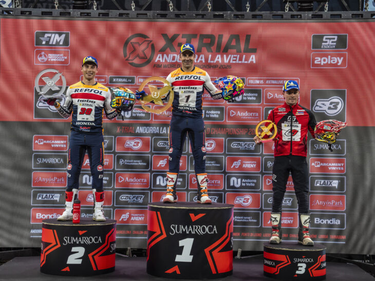 2025-26 FIM X-Trial Round 1 podium