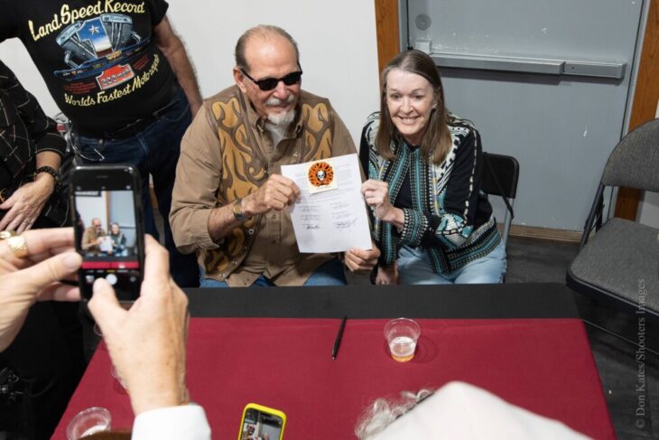 Keith Ball and Ellen Teresi with the Transfer of Ownership Document