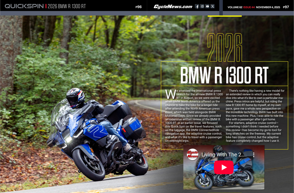 Cycle News Magazine 2026 BMW R 1300 RT Long-Term Review