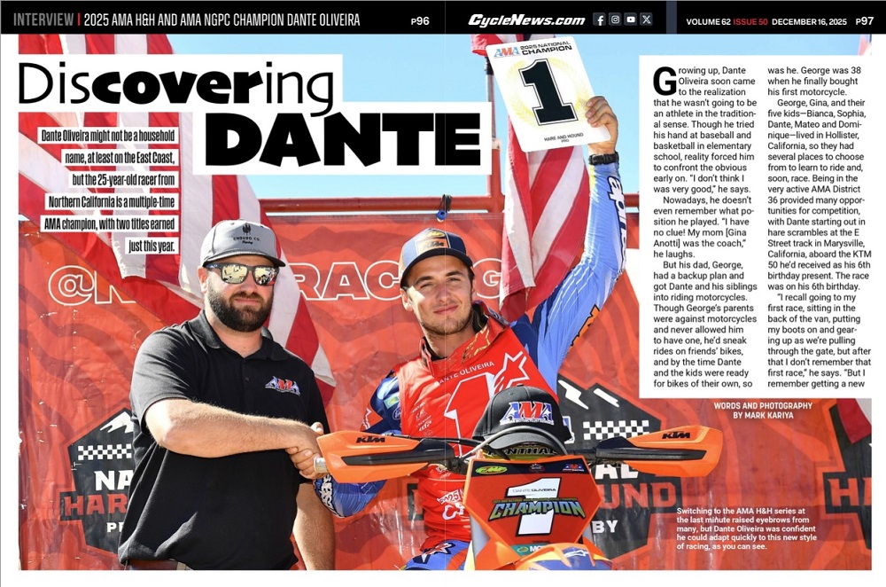 Cycle News Magazine Interview 2025 AMA H&H and AMA NGPC Champion Dante Oliveira
