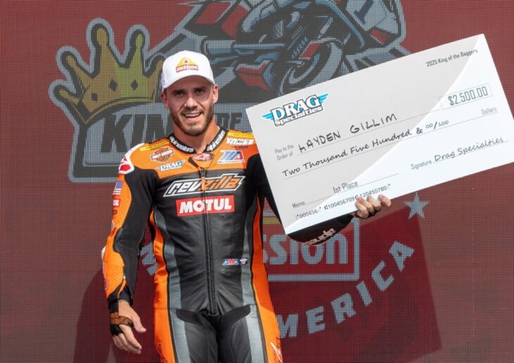 Hayden Gillim Mission King Of The Baggers racer Drag Specialties contingency