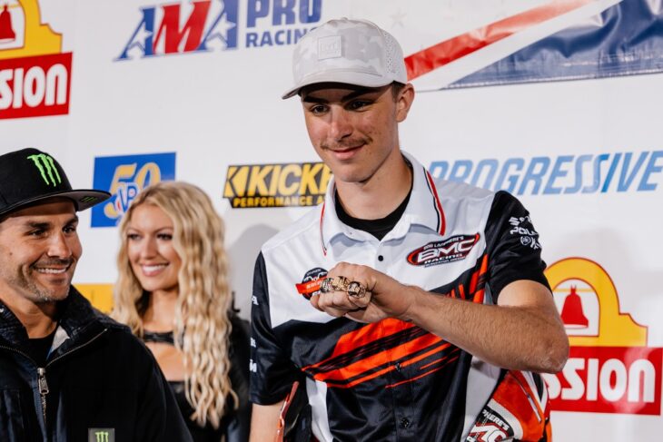 Kody Kopp accepts his championship ring in Daytona. Photo by Kristen Lassen-AMA Pro Racing