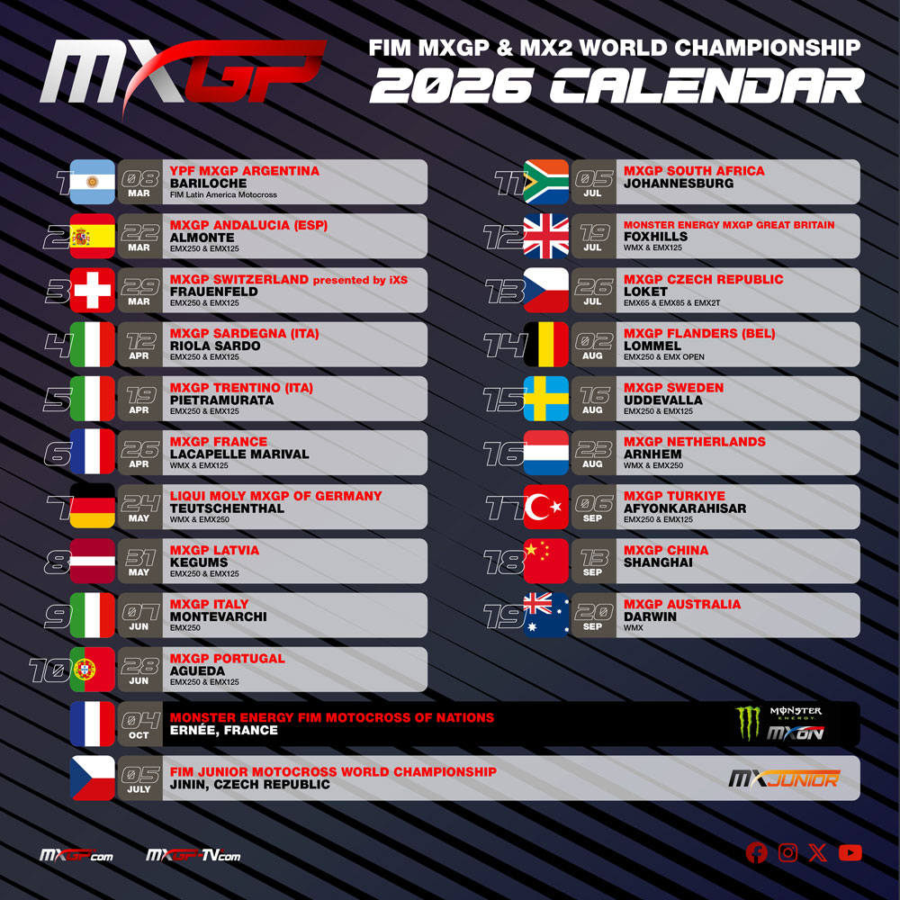 2026 FIM MXGP schedule