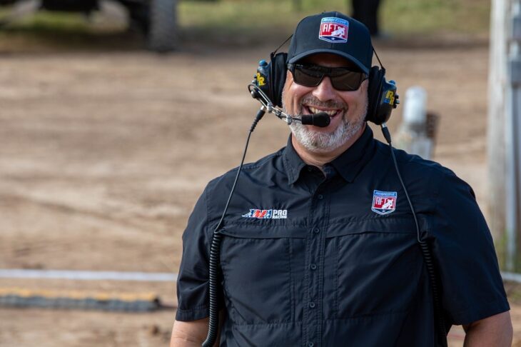 AFT Flagman Patrick Big P Pattison wearing Oakley sunglasses