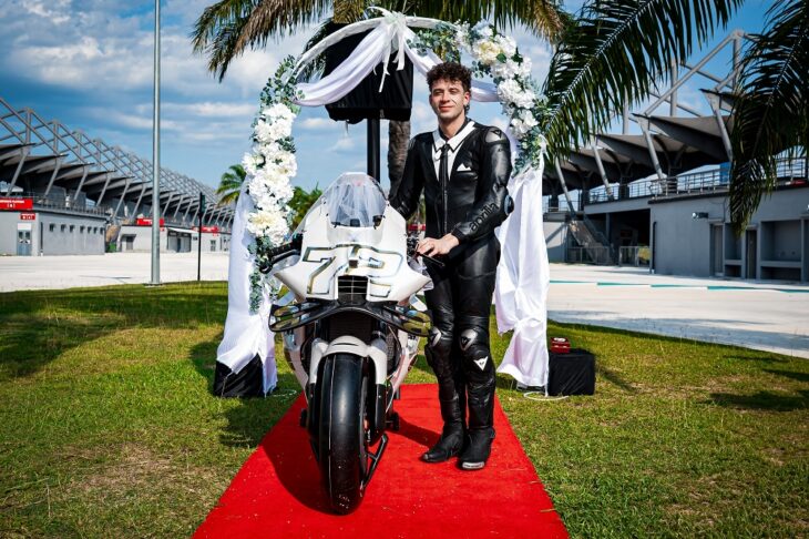 Marco Bezzecchi and Aprilia Racing stage wedding to celebrate renewed contract