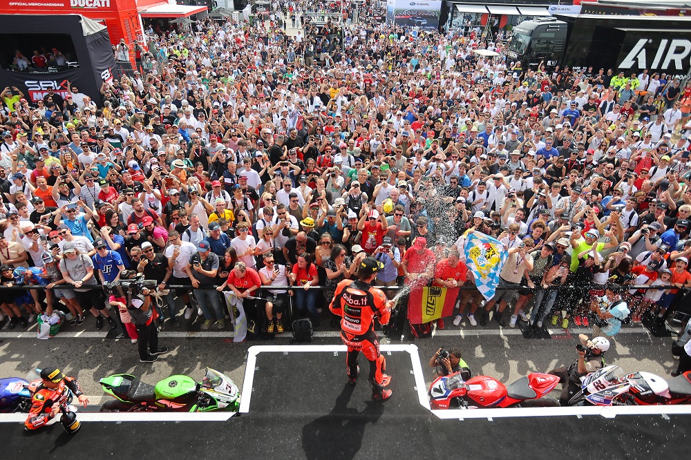 WorldSBK fans at the podium stage