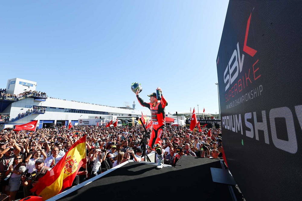 WorldSBK podium celebration