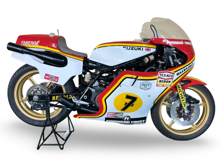 Barry Sheene’s 1977 World Championship-winning works Suzuki RG500 XR14 right
