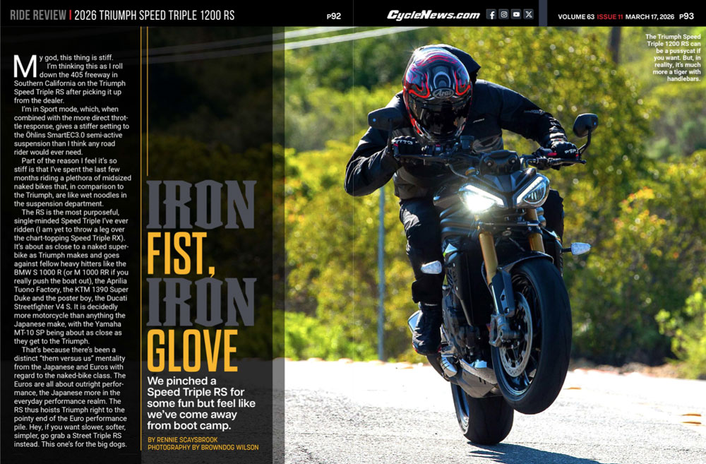 Cycle News Magazine 2026 Triumph Speed Triple 1200 RS Review Cycle News Magazine 2026 Triumph Speed Triple 1200 RS Review