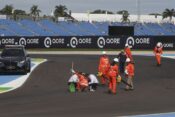 Marshals cleaning track, Moto3, Brazilian MotoGP, 21 March 2026