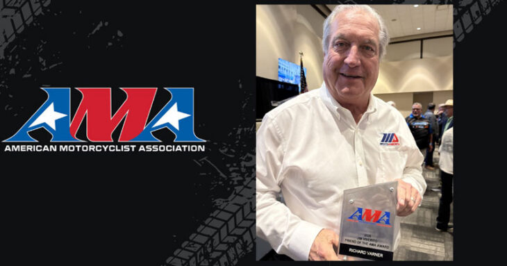 MotoAmerica Chief Financial Officer Richard Varner was presented the Jim Viverito Friend of the AMA award on Saturday, March 7.