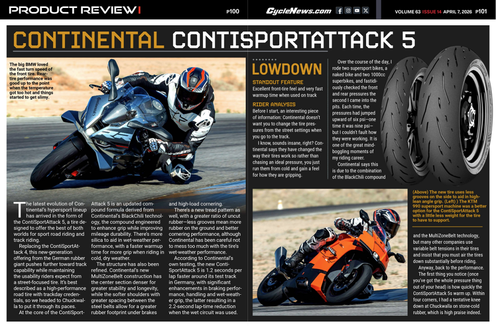 Continental ContiSportAttack 5 Tires Cycle News Product Review Continental ContiSportAttack 5 Tires Cycle News Product Review