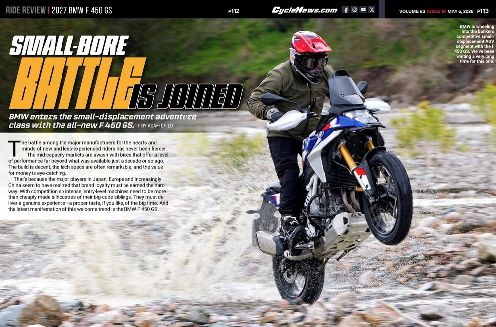 Cycle News Magazine 2027 BMW F 450 GS Review