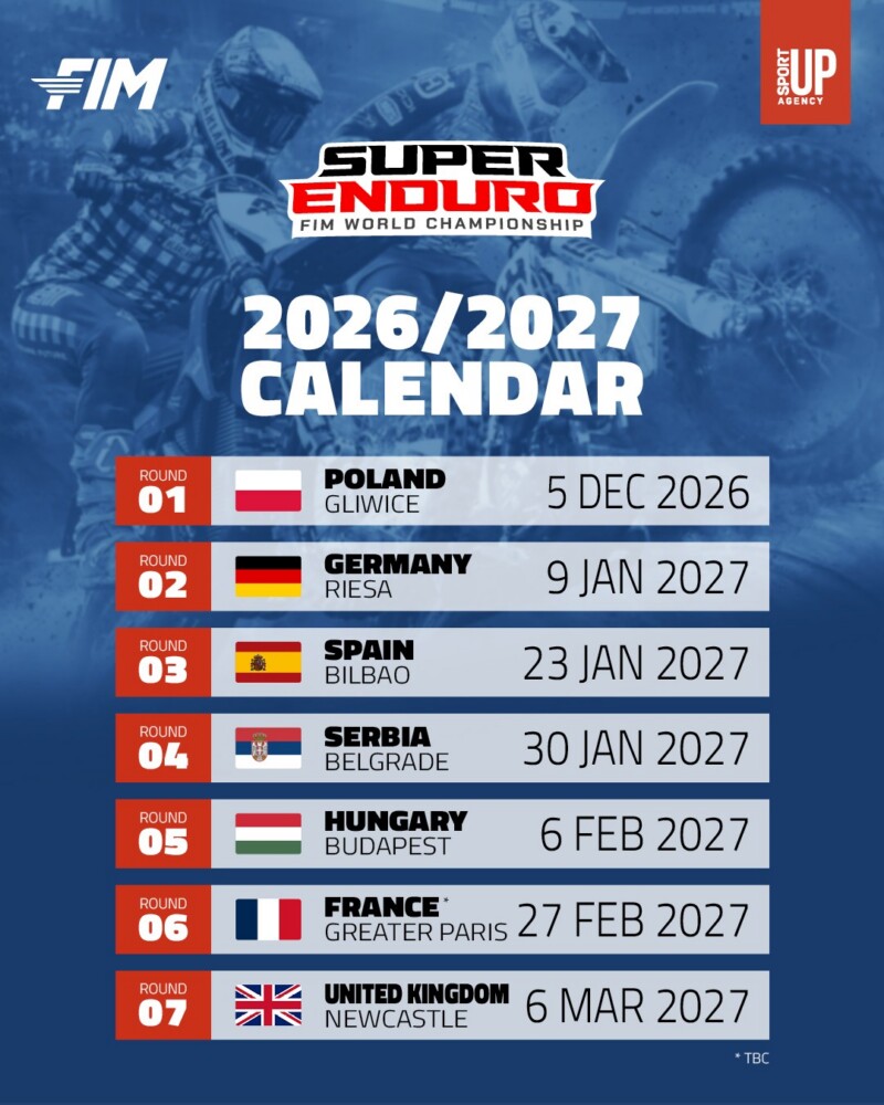 2026-27 FIM SuperEnduro World Championship Calendar