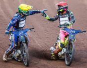 Brady Kurtz (left) and Michael Jepsen Jensen at SpeedwayGP of Manchester 2026